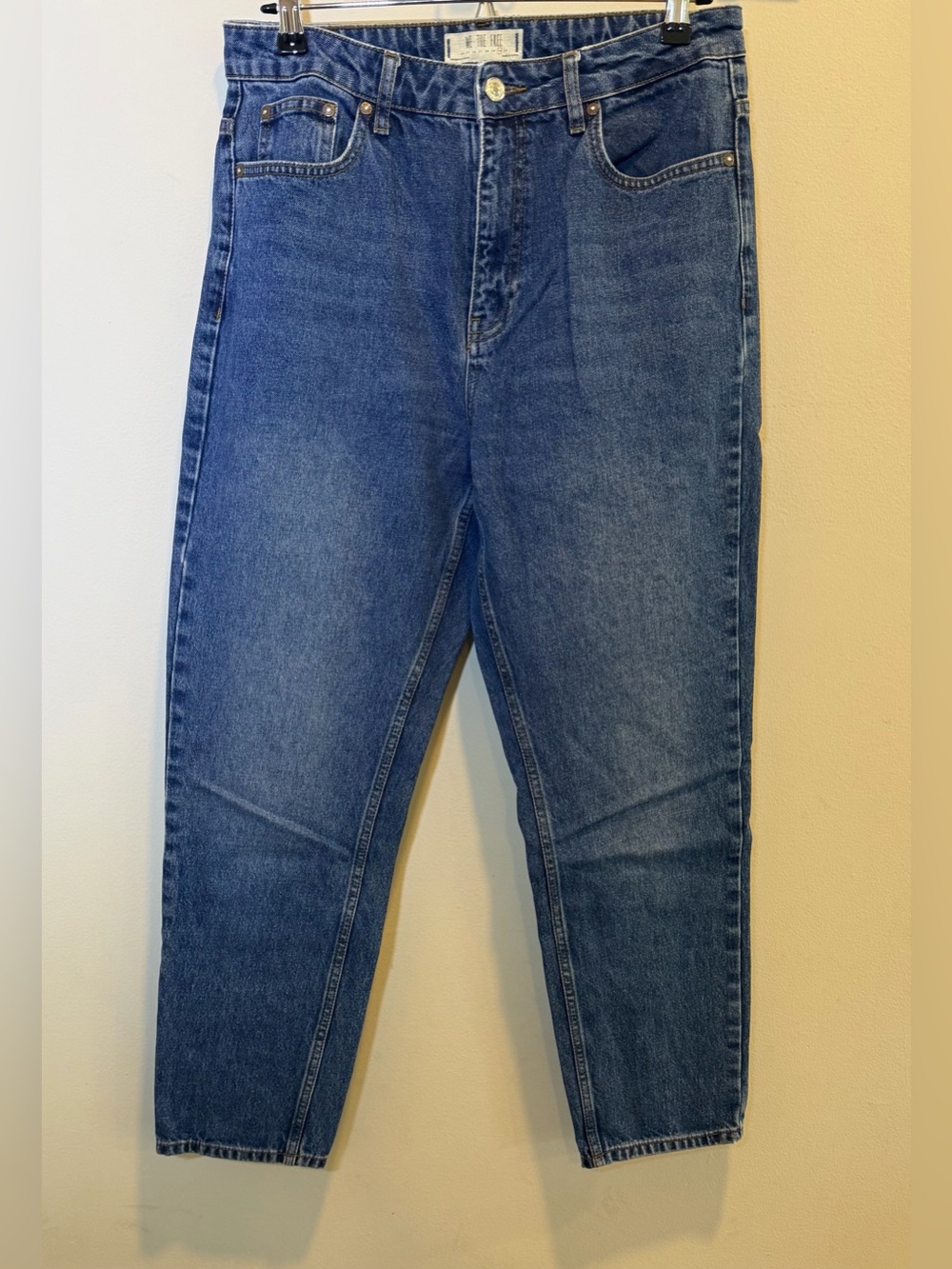 Free People We The Free High Rise Straight Leg Indigo Denim Jeans 100% Cotton